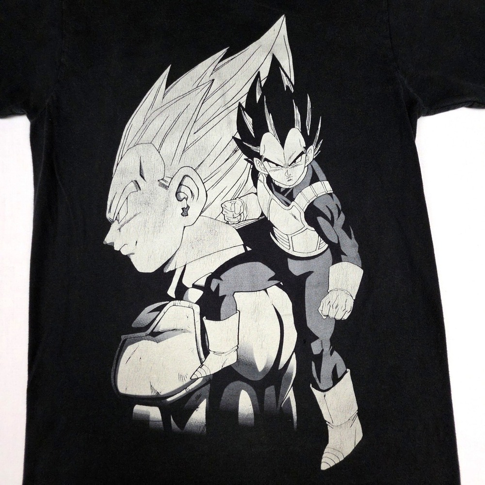 Dragon Ball Z Vegeta Graphic Print T-Shirt Men XS Black Cotton Short Sleeve